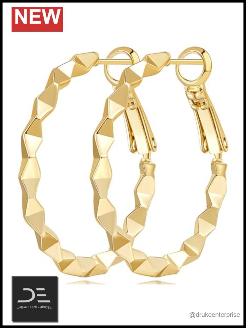 14k Gold Plated Hoop Earrings Hinged Hoop Women's Jewelry Gift
